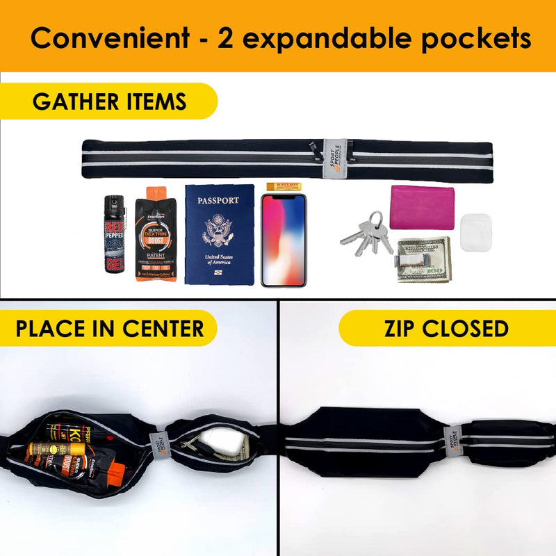 [Australia - AusPower] - Running Belt for Women and Men, Reflective Phone Holder, No Bounce Running Fanny Pack, Waist band, Fitness Storage Belt, Reflective Runners belt, Money belt (Grey Steel + Race belt Set) Grey Steel + Race belt Set 