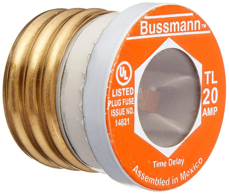 [Australia - AusPower] - Bussmann BP/TL-20 20 Amp Time Delay, Loaded Link Edison Base Plug Fuse, 125V UL Listed Carded, 3 Blister Pack of 3 fuses (9 fuses Total) 