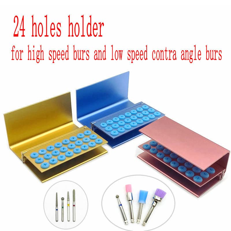 [Australia - AusPower] - 3Pcs 24 Holes Dental Burs Holder Block Case for CA/RA?FG Dental Autoclavable Burs Holder with Silicon Cover 