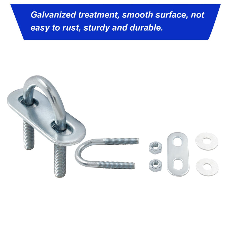 [Australia - AusPower] - 4 Pcs Round U Bolts M6 Bend U Bolts in Zinc Plated Steel U Clamp with Nut, Plate, Washer(20mm Inner Width 50mm Length) M6*20mm*50mm 