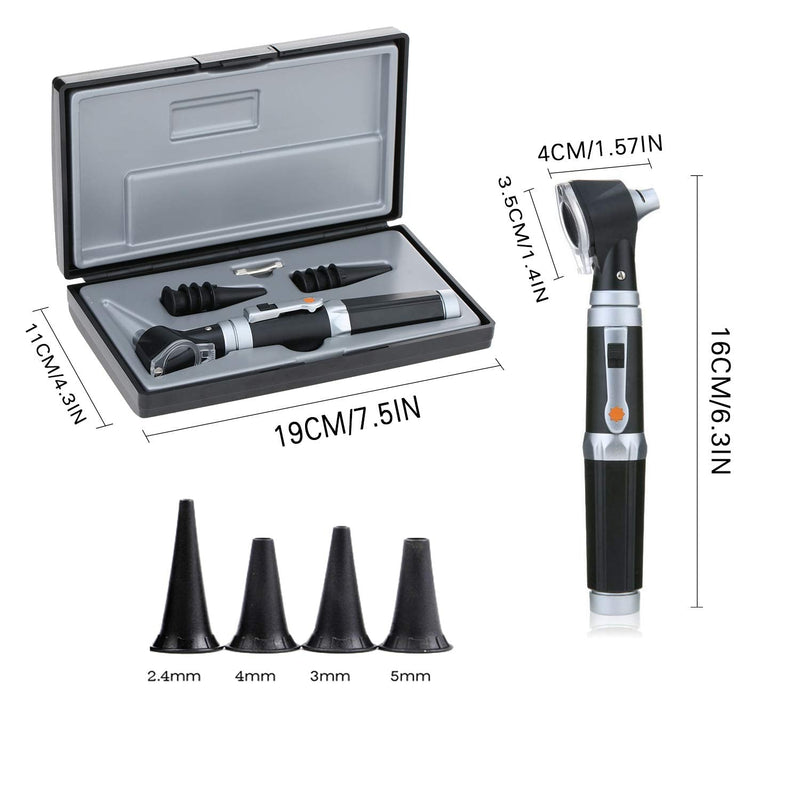 [Australia - AusPower] - Otoscope Kit,Professional Diagnostic Ear Care Tool with 3.0V LED Bulb, 3X Magnification, 4 Speculum Tips Size - for Children, Adults, Pets, etc. 