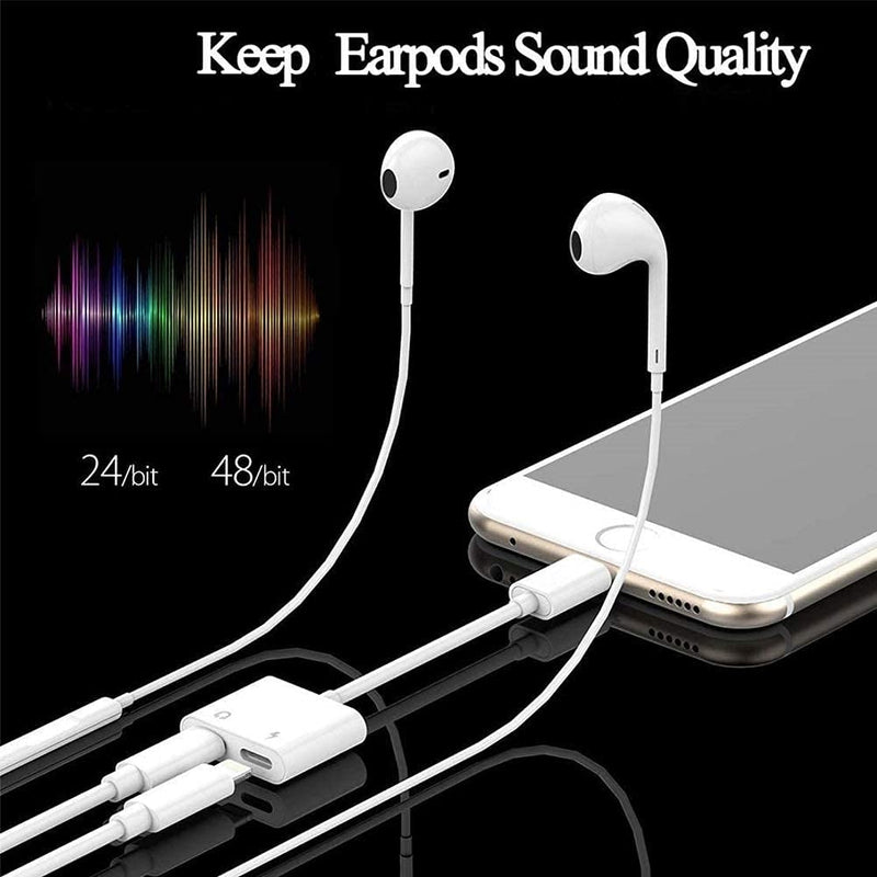 [Australia - AusPower] - [Apple MFi Certified] 2PACK iPhone Lightning to 2 Lightning Adapter, Dual Lightning AUX + Charger Adapter Dongle Cable Splitter Compatible with iPhone 12/11/SE/X/XR/XS/8/7/6 Support Call + Charging White 