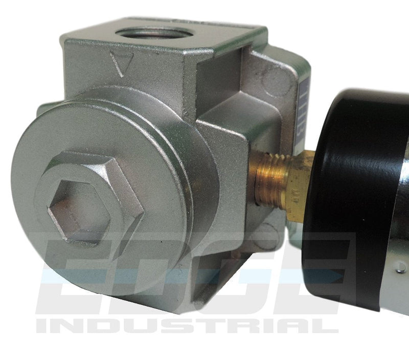 Heavy Duty in-LINE Compressed AIR Pressure Regulator for AIR Compressor, 7 to 215 PSI Adjustable, HIGH Flow Rate, Wall Bracket and Gauge Included (1/2" NPT, 130 CFM) 1/2" NPT, 130 CFM