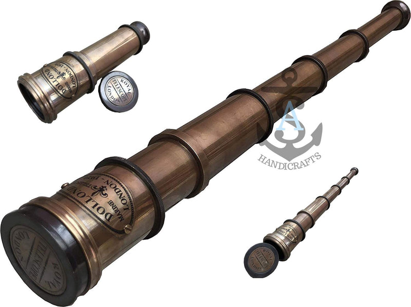 S Handicrafts Brass Antique Nautical Spyglass Pirate Vintage Maritime Handheld 16' Royal Navy Telescope Replica, Antique Gift Ideas