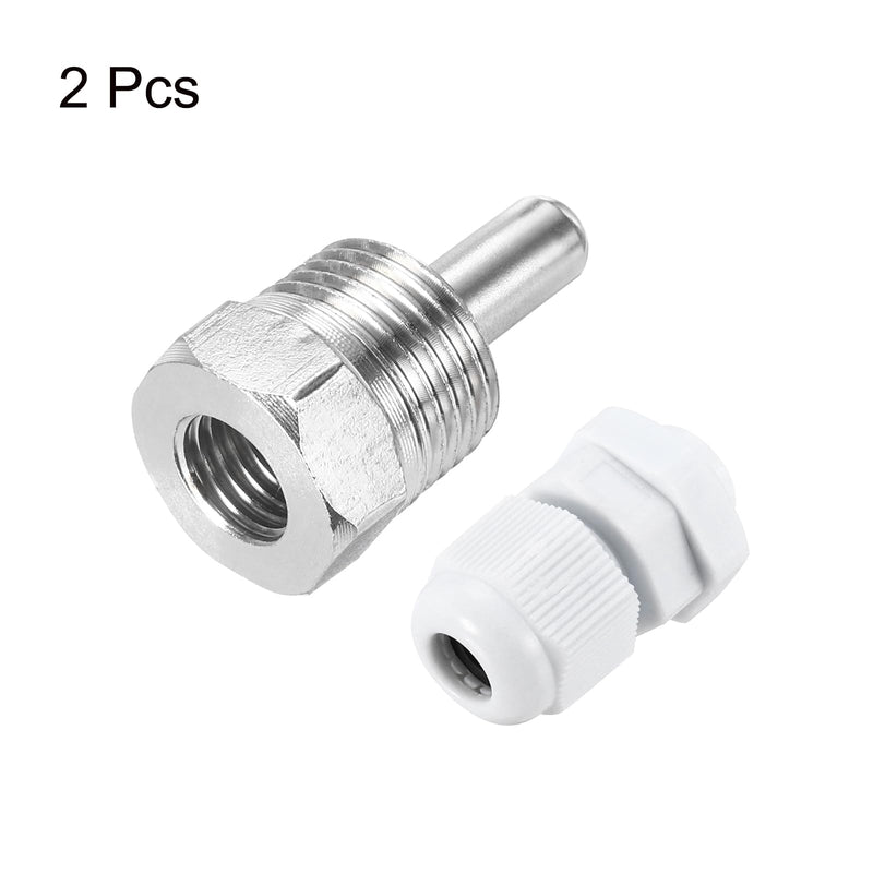 [Australia - AusPower] - uxcell 2 Pcs 8mm Dia G1/2 Thermowell Weldless Stainless Steel 304 with Cable Gland 30mm Length for Beer Fermenter, White 
