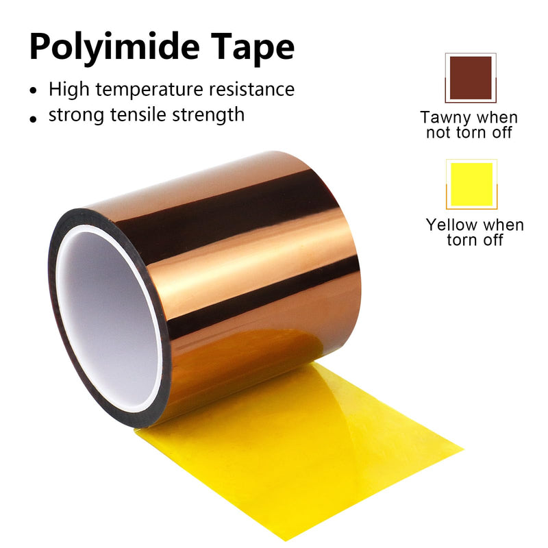 [Australia - AusPower] - BOMEI PACK Heat Resistant Tape,4 Inch x 108 ft (33m),Wide Roll Heat Tape,High Temperature Tape,Heat Vinyl Press Tape for Heat Transfer,Polyimide Tape for Protecting CPU, PCB Circuit Board 100mm x 33m 