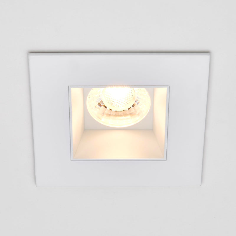 Maxxima 4 in. Ultra-Thin Recessed Anti-Glare LED Downlight, Canless IC Rated, 5 Color Temperature Selectable 2700K/3000K/3500K/4000K/5000K, Dimmable Square White Trim, 90 CRI