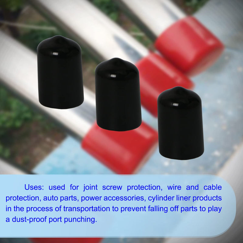 [Australia - AusPower] - Aopin Bolt Caps Screw Thread Protectors Rubber Round End Cap Cover 0.83 Inch (21mm) PVC Flexible Tubing Pipe Protective Bolt Safety Cover | for Pipe Post Tubing Rod Cover 10 Pcs (Black) 21mm Black 