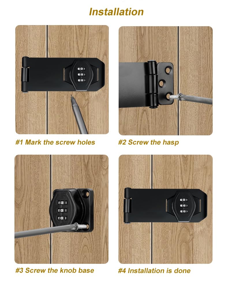 [Australia - AusPower] - Keyless Cabinet Lock 3-Digit Password Combination Code Hasp latch Lock Twist Knob Wooden Drawer Cupboard Locker Gun-Safe Closet Box (Silver, 4 inch) Silver 