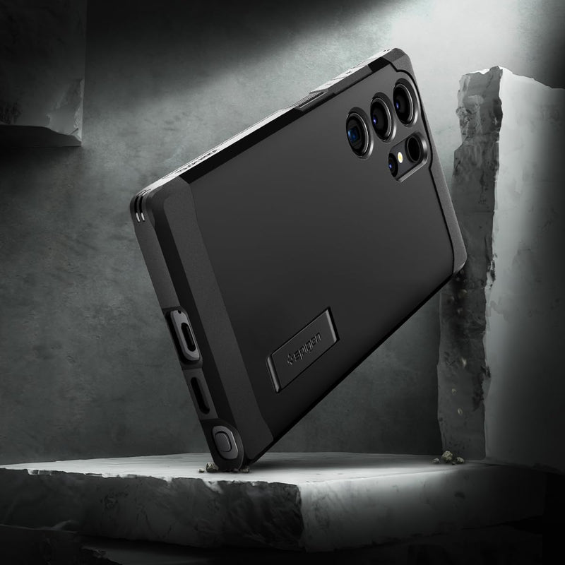 [Australia - AusPower] - Spigen Tough Armor Designed for Galaxy S24 Ultra Case [Military-Grade Protection] [Kickstand] (2024) - Black 