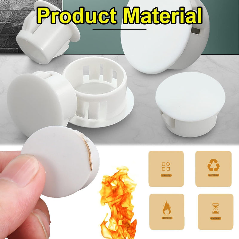 [Australia - AusPower] - 7 Sizes 130 Pcs Plastic Hole Plugs, White Plugs, 1/4, 5/16, 3/8, 1/2, 5/8, 3/4, 7/8, Screw Covers Snap in Locking Hole Plugs, for Kitchen Cabinet Furniture 