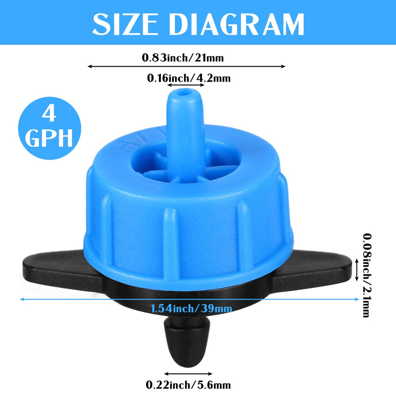 [Australia - AusPower] - 50 Pcs Drip Irrigation Emitters 1/4 Inch 4 GPH Water Tubing Irrigation Tubing Pressure Compensating Dripper Emitters System Drip Tip Constant Flow Heads Parts for Garden Watering Dripper 1/2 GPH 