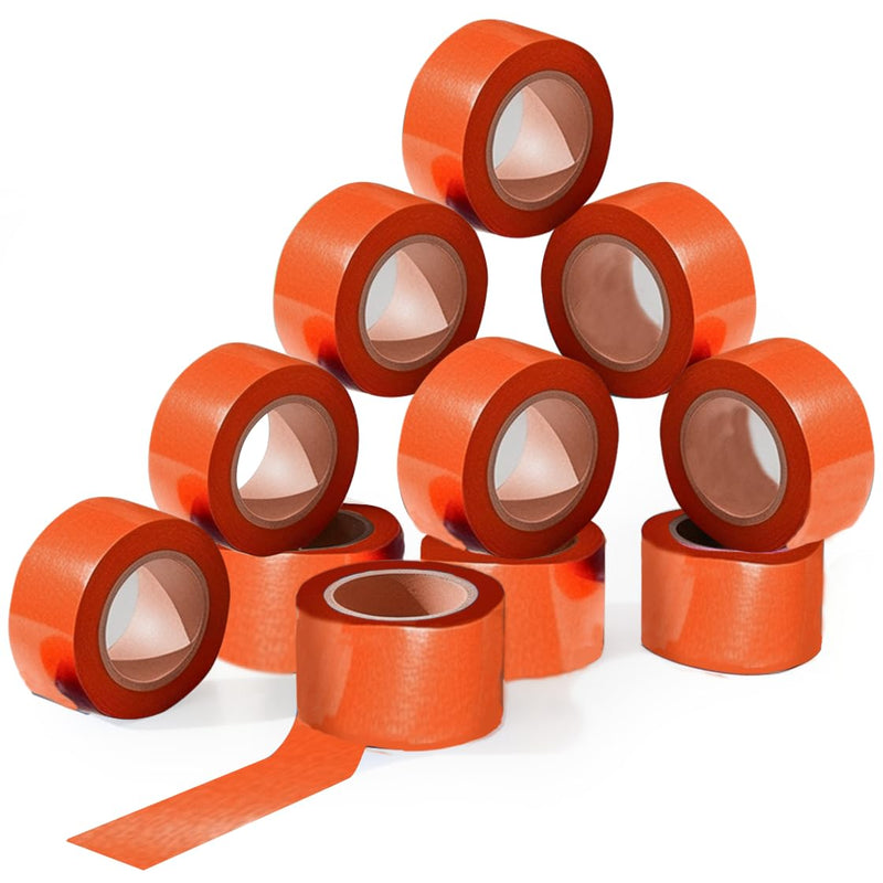 SINGHAL 12 Pack Orange Flagging Tape 1" x 1800 ft Length, Neon Tree Marking, Surveyor Tape, barricading and Flagging Various Areas | Highly Visible l Non Adhesive