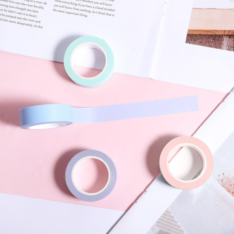 4 Roll Plain Color Washi Tape, 32 Ft X 0.59" Mint Green Pink Purple and Blue Washi Tape Set Low Tack Tapes Masking Self-Adhesive Tapes for Packaging Journals Scrapbooks DIY Crafts Gifts Green Powder Blue Purple and Blue