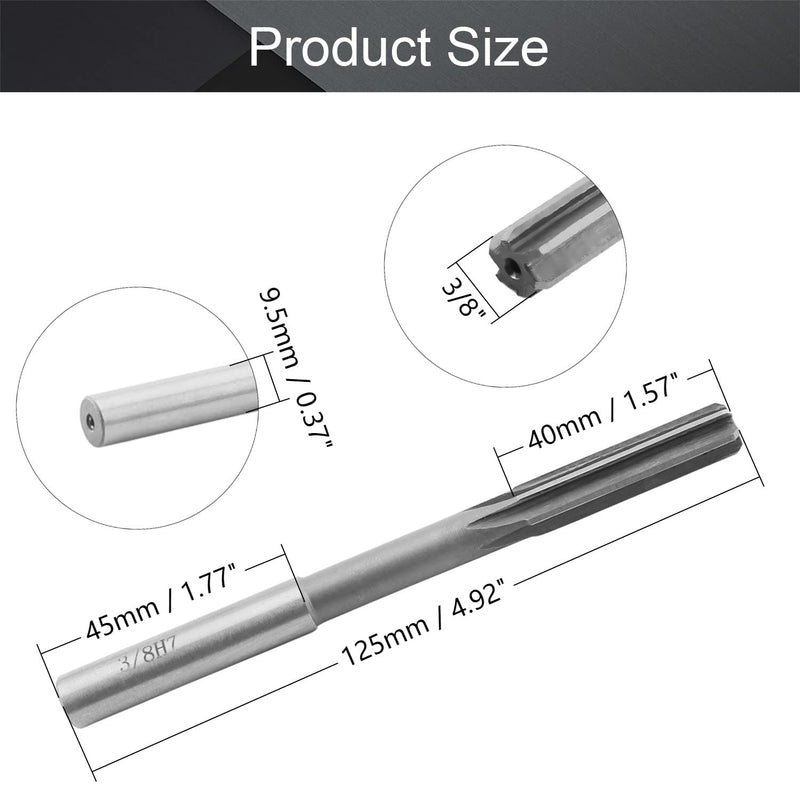 [Australia - AusPower] - Utoolmart Chucking Reamer 3/8", H7 HSS Lathe Machine Reamer, Round Shank Milling Cutting Tool, for Metal Non-Ferrous Metal Copper 1pcs 3/8 in 