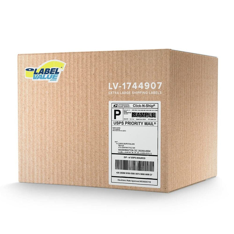 LabelValue LV-1744907POLY Durable Non-Tear Shipping Labels - 4" x 6", 220 Labels/Roll, Waterproof Polypropylene Material, White - Compatible with DYMO LabelWriter 4XL Direct Thermal Label Printers