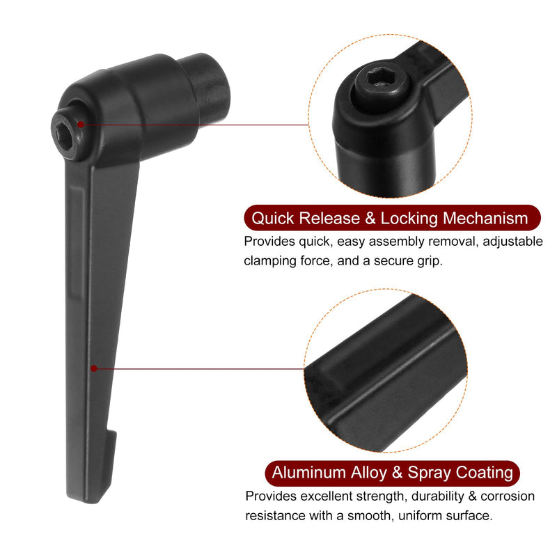 [Australia - AusPower] - 6pcs Adjustable Clamping Lever Handles M10 Female Thread Knobs Rotating Screw Locking Quick Release Ratchet Push Button Handle, Black M10 x 80mm 