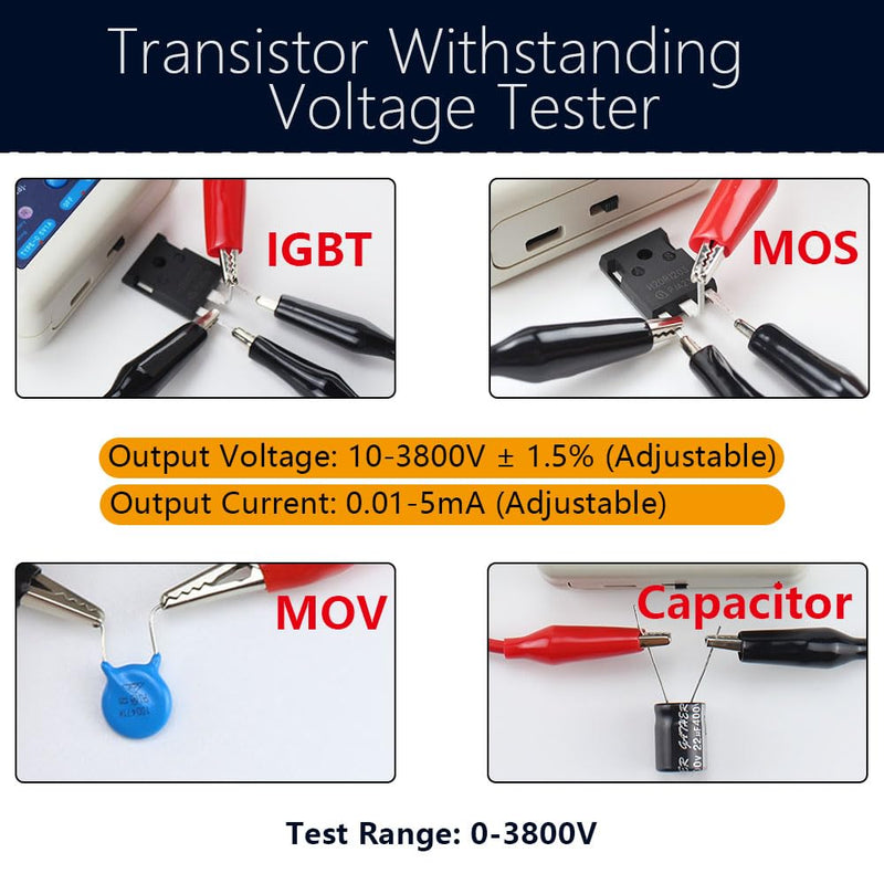 [Australia - AusPower] - 0-3800V Withstand Voltage Tester IGBT Transistor Diode Tester MOS Triode MOV SMD LED Voltage Capability Tester(NY38) NY38 