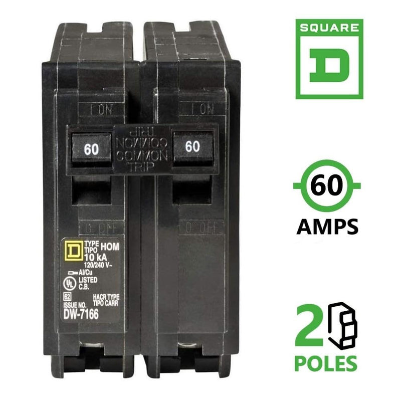 [Australia - AusPower] - Plug In Circuit Breaker, HOM, Number of Poles 2, 60 Amps, 120/240VAC, Standard 