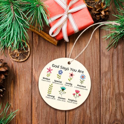 Faith Based Gift Christian Wooden Ornaments for Women Inspirational Gifts for Women Religious Gifts for Sister Friend Daughter Mom Baptism Christmas Ornament Christening Communion Gift for Girls