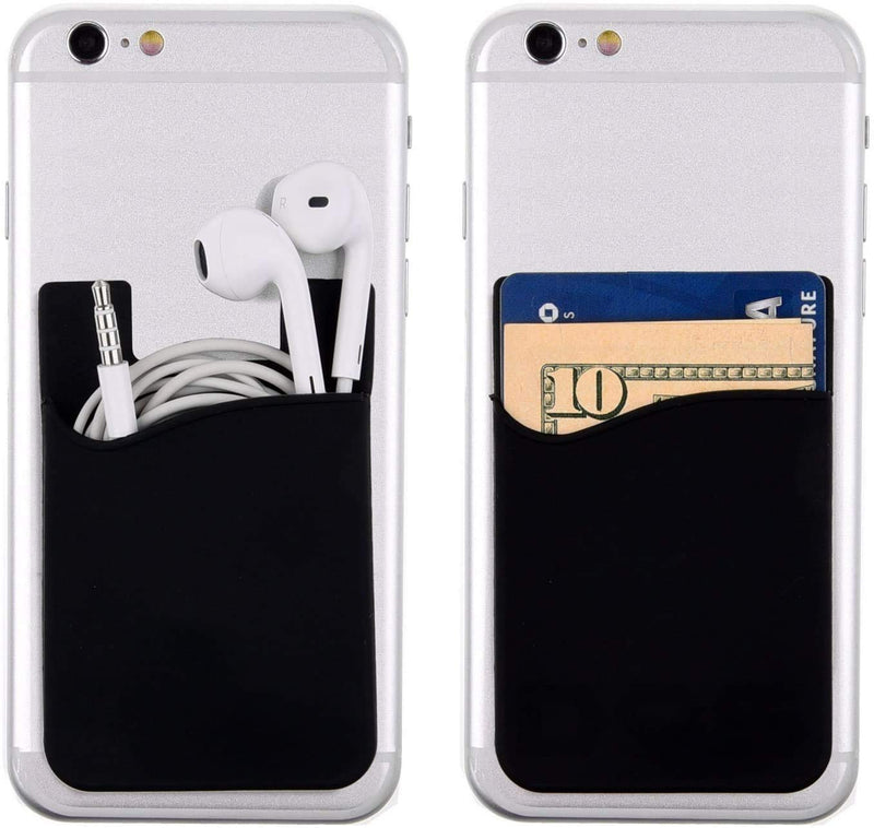 [Australia - AusPower] - Cell Phone Card Holder for Back of Phone Case. Silicone Stick On Pocket Wallet for iPhone, Android & Other Flat Surfaces, Great for Credit Cards, Business Card, Cash & ID Cards (Grey White Black) Grey, White, Black 