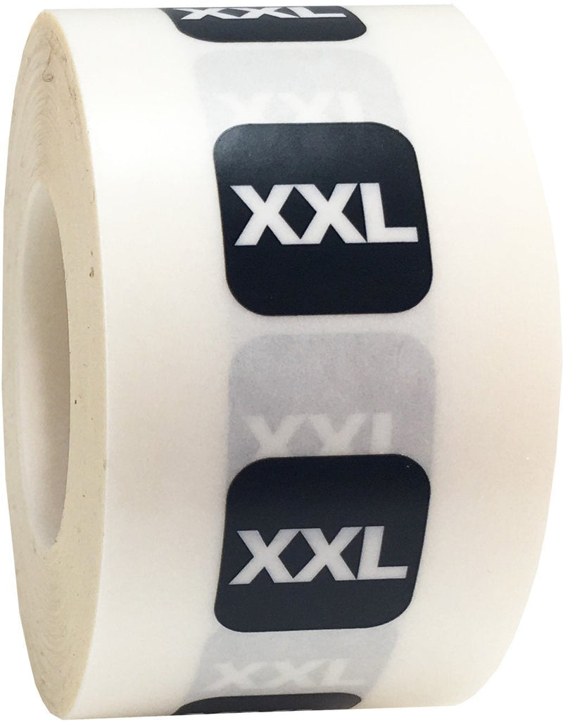 XXL Clear with Black Clothing Size Strip Labels for Retail Apparel 1.25 x 5 Inch 125 Adhesive Stickers