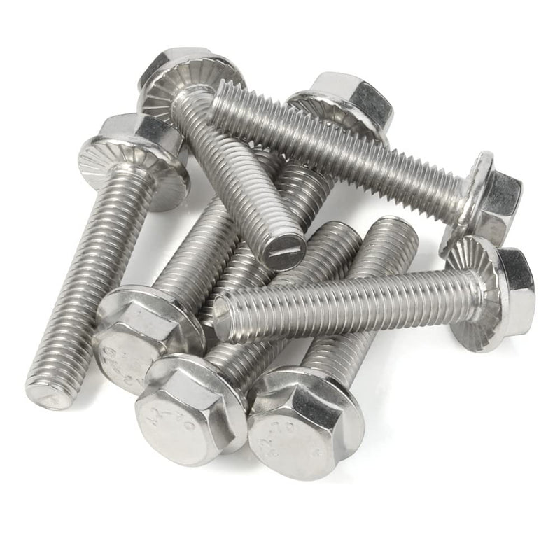 [Australia - AusPower] - M10-1.5 x 25mm Flanged Hex Head Bolts Flange Hexagon Screws, Stainless Steel 18-8 (304), Plain Finish, DIN 6921, 10 PCS M10 x 25mm (10 PCS) 
