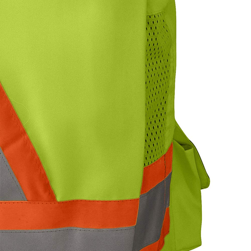 Pioneer Hi Vis Surveyor's Safety Vest - Engineer Style - Breathable Mesh & Reflective Tape - 7 Pockets - Hi Vis Yellow/Green 3X-Large