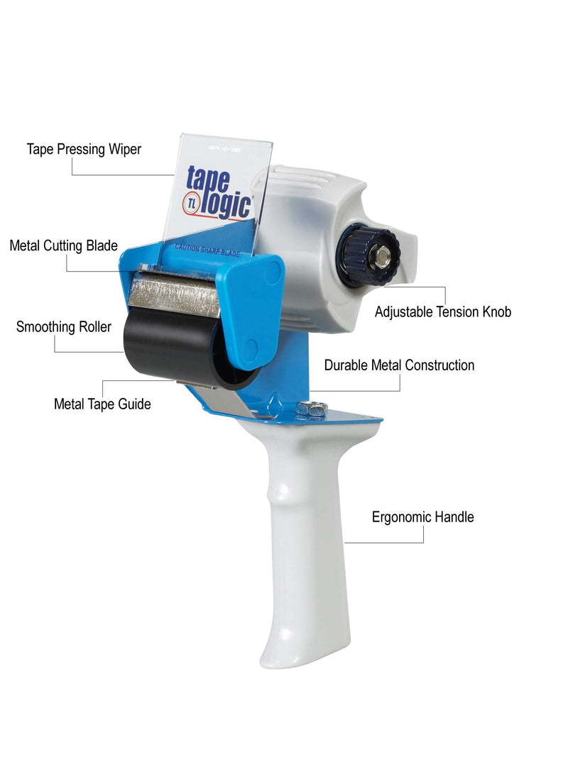 Tape Logic (1 Pack) Industrial Carton Sealing Tape Dispenser, 2", Blue/White 1 Pack
