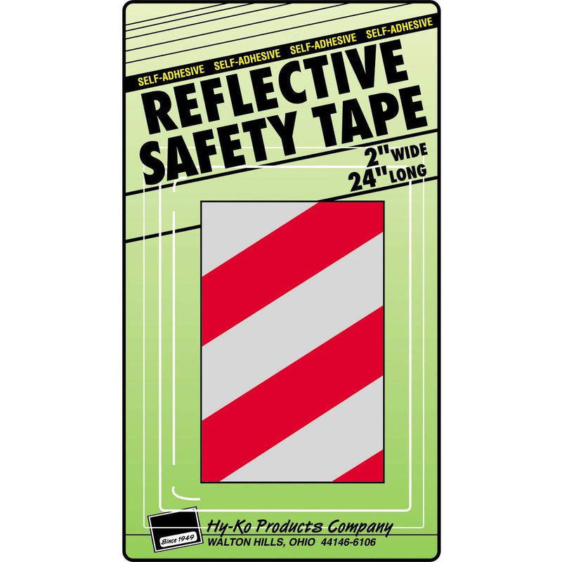 Hy-Ko Tape-2 Tape-2 Reflective Adhesive Strips, 3 in x 24", Red Stripe/White