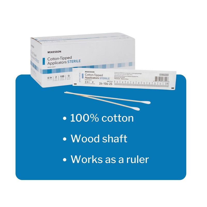 [Australia - AusPower] - McKesson Cottontip Applicator Sterile 6" - Box of 200 - Model 24-106-2s 
