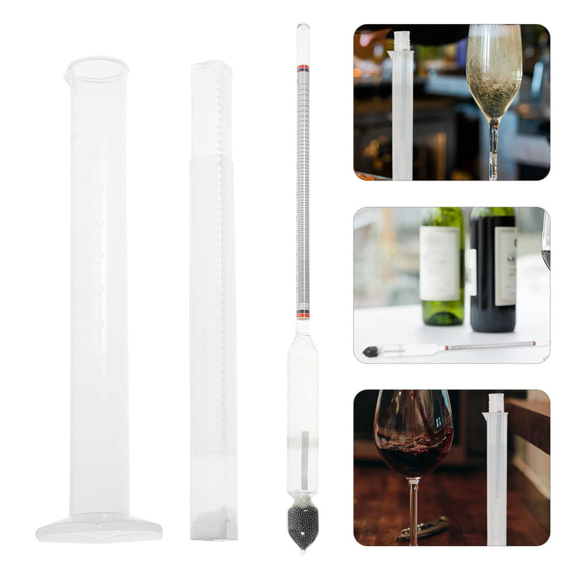 [Australia - AusPower] - Hemoton Alcohol Hydrometer Kit with Plastic Test Jar Specific Gravity Meter for Measuring Alcohol Content in Wine Beer Spirits 9.84 Inch Hydrometer Tube 