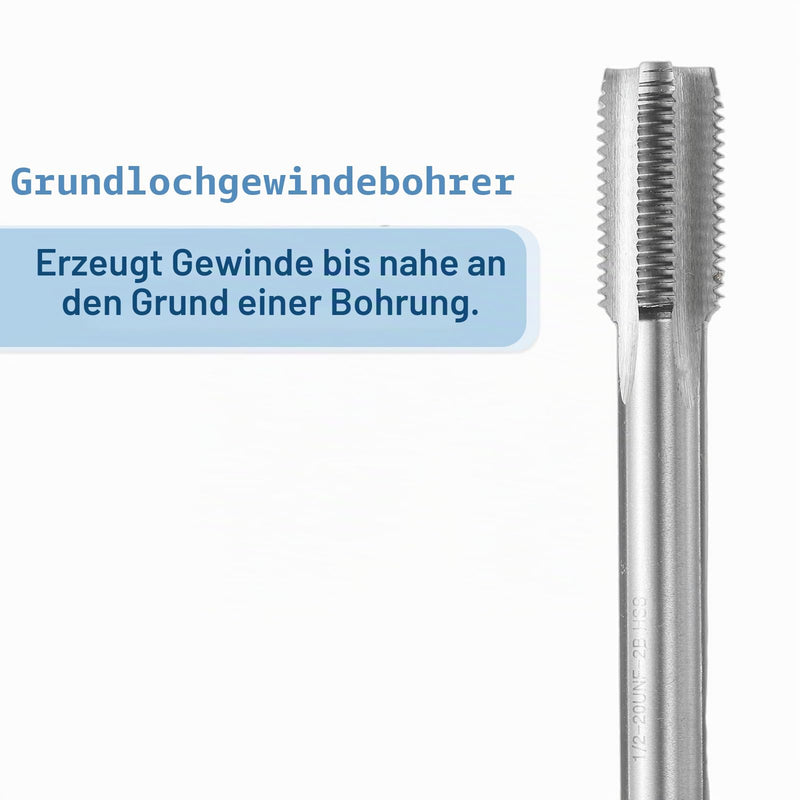 QUARKZMAN Hand Tap, 1/2-20 UNF American Tap, Right Handed HSS6542, Straight Groove Finishing Cutter (SB)