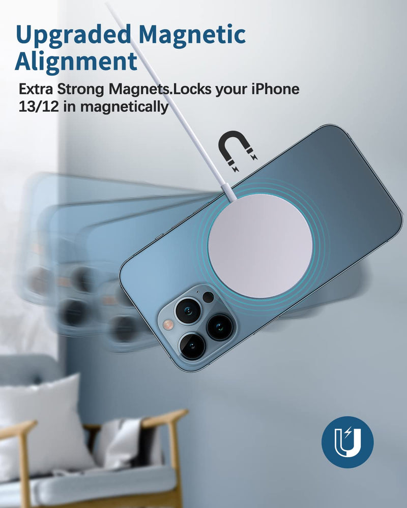[Australia - AusPower] - Magnetic Wireless Charger Mag-Safe Charger for iPhone 15/14/13/12 Series Convertible Magnet Wireless Charging Stand/Pad with 20W Adapter 5ft Cable for iPhone and AirPods 2/3/Pro 2/Pro White Mag-safe Charger 