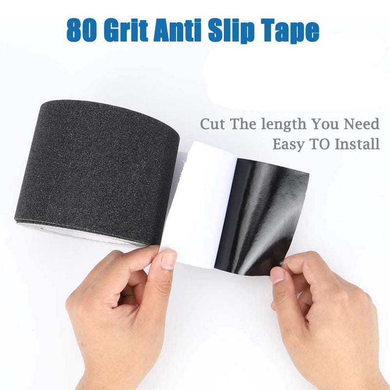 Grip Tape Anti Slip Tape 3 Inch, 20 Feet, Black Heavy Duty Non Skid Tape for Stairs Outdoor/Indoor, Waterproof Safety Adhesive Strips Roll for Ramp Traction Tread Staircases, 80 Grit 3" x 20Ft Black Roll