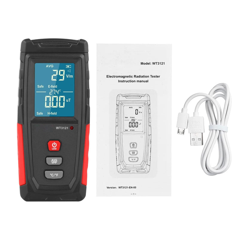 [Australia - AusPower] - EMF Detector, Rechargeable EMF Meter, LCD Handheld Electromagnetic Field Radiation Detector, EF MF EMF Reader for Home Office Indoor Outdoor Ghost Hunting Equipment 