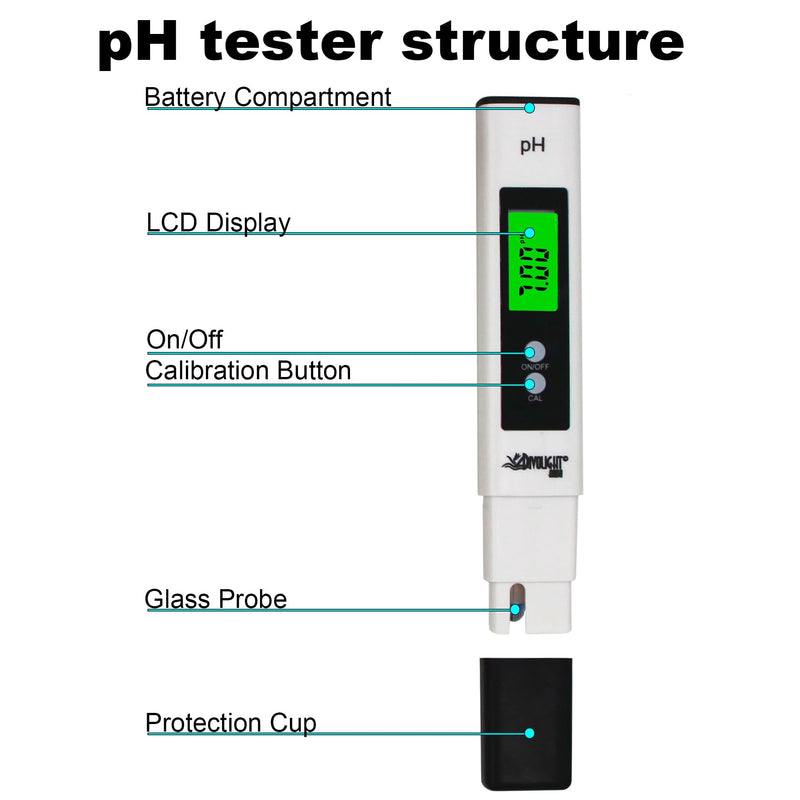 [Australia - AusPower] - Water Tester PH Meter, Digital PH Meter 0.01 PH High Accuracy Water Quality Tester with 0-14 PH Measurement Range for Household Drinking, Pool and Aquarium Water PH Tester Design with ATC 
