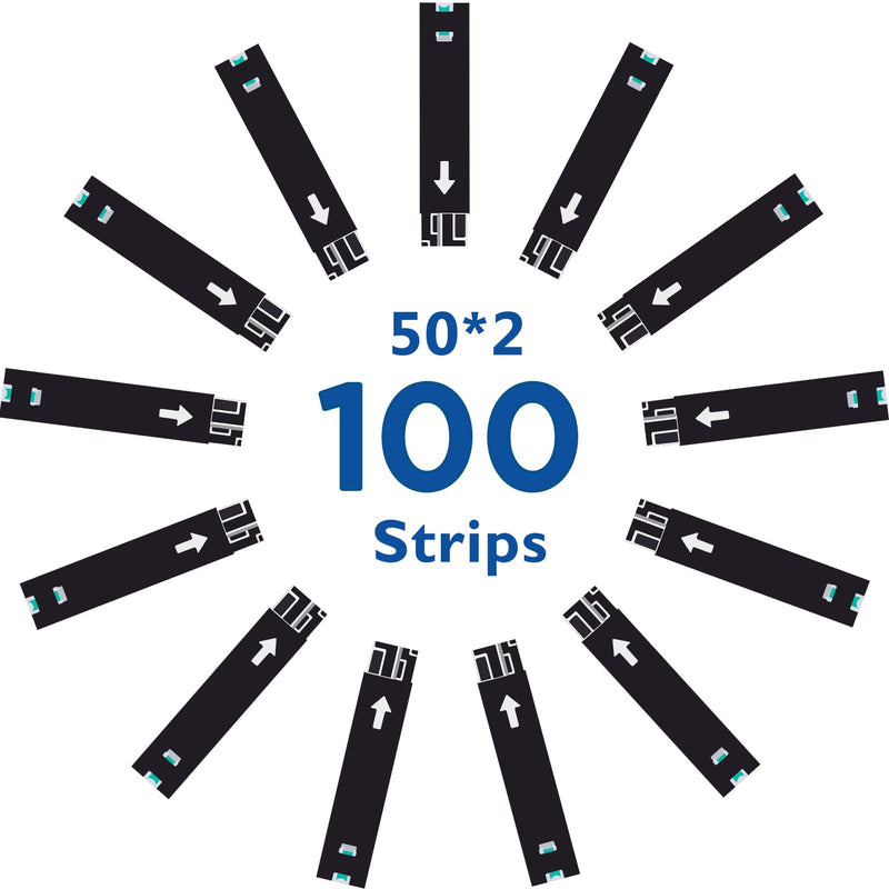 CareLiving MM1100 Blood Glucose Test Strips, for Diabete Sugar Testing, 100 Count