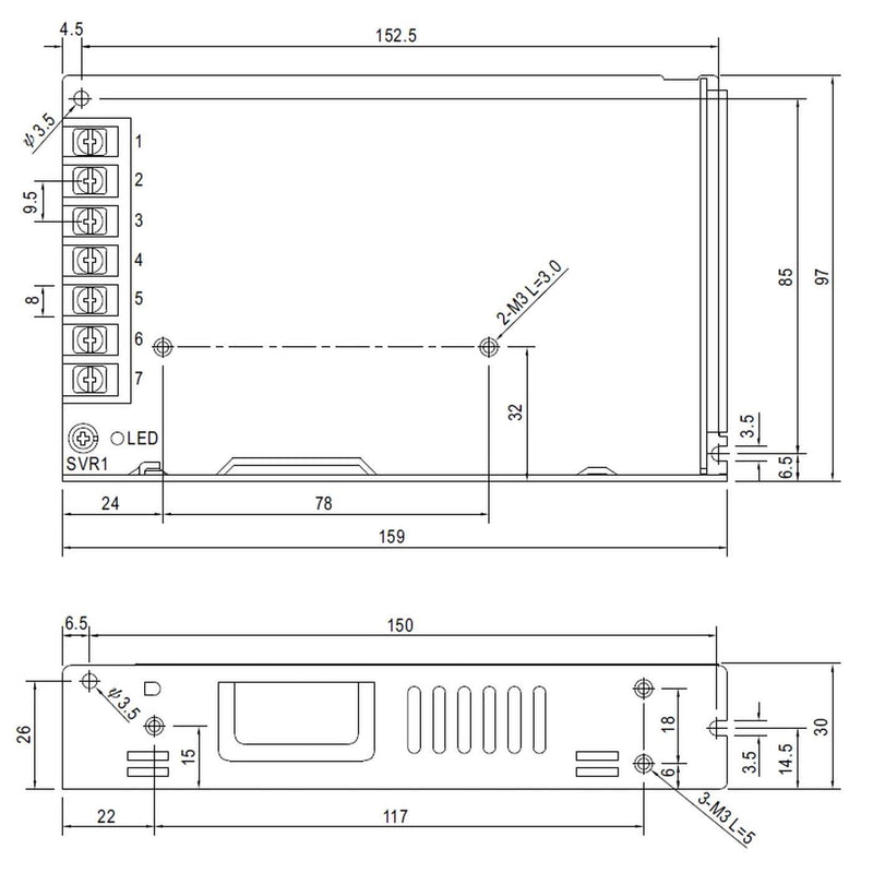 Switching Power Supply 156W 24V 6,5A ; MeanWell LRS-150-24 ; Transformer Driver