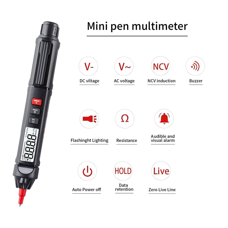 [Australia - AusPower] - Mini Smart Pen multimeter 4000Count AC/DCresistance/diode/ON-Off Test Zero line/Live line Test Flashlight Lighting(High Version) 