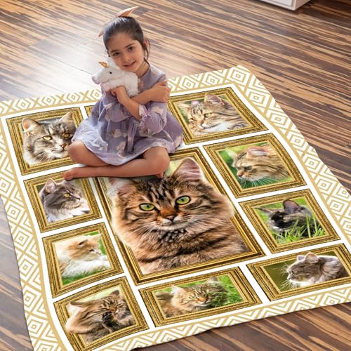 Maine Coon Cat Throw Blanket Super Soft Flannel Blanket Home Decor,Plush Fuzzy Cozy Lightweight Bed Quilt Blanket for Couch Bed Sofa All Season,60"x80"-Adults/Twin Size Maine Coon Cat2 60"x80"-Adults/Twin Size
