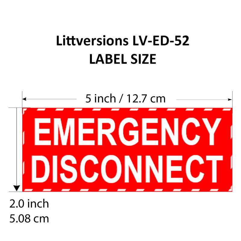 5 Pack 5"x 2" NEC Compliant RED Emergency Disconnect Outdoor Laminated Labels Decal Sticker Panel Heavy Duty Vinyl Waterproof Electrical Panel 5 Pack