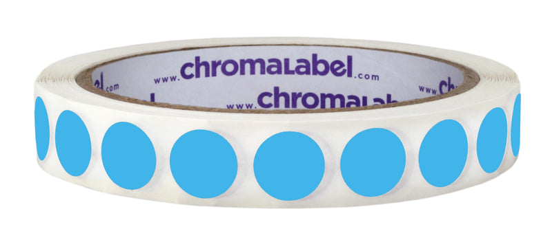 ChromaLabel 1/2 Inch Circle Sticker Labels, High Visibility Round Color Coding Label, Removable Sticky Dots - 1000 Colored Labels per Roll, Light Blue Dots 1/2"