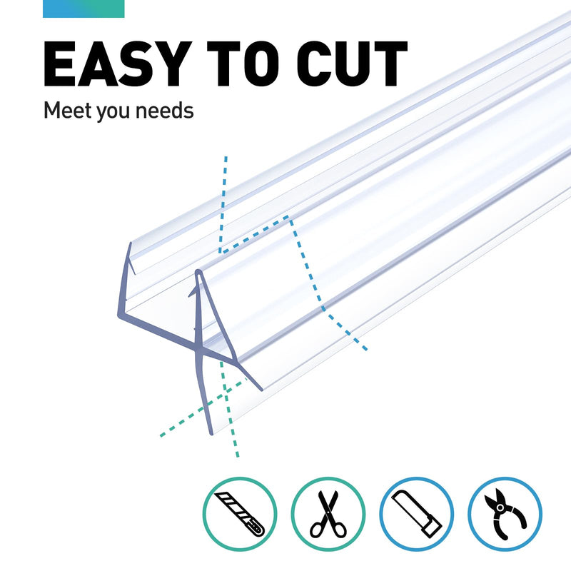 Shower Door Bottom Seal, 2 PCS 1/4" x 36" Shower Door Sweep for 1/4 Inch Glass, Frameless Glass Door Seal Strip,Stop Shower Leaks and Create a Water Barrier (6MM) For 1/4" Glass