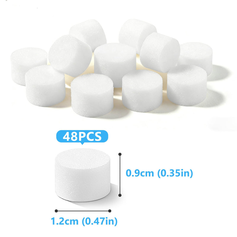 [Australia - AusPower] - 48 Pcs Nebulizer Filters Replacement Air Filter Sponge for Compressor System （Round White） 