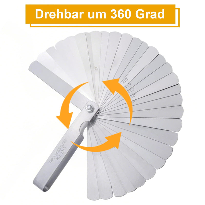 [Australia - AusPower] - YGCQFH 32 Blades Stainless Steel Feeler Gauge Set, Foldable, 0.02-1.00 mm Stainless Steel, Metric/Imperial Gap Gauge, Imperial Tool for Measuring Gap Width/Thickness/Metric Sizes 