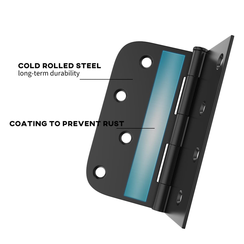 [Australia - AusPower] - goldenwarm 3 Pack 4in Black Door Hinges Interior Door Hinges Black Matte 4 x 4 Inch with Square & Round Corners, Iron Material Matte Black 