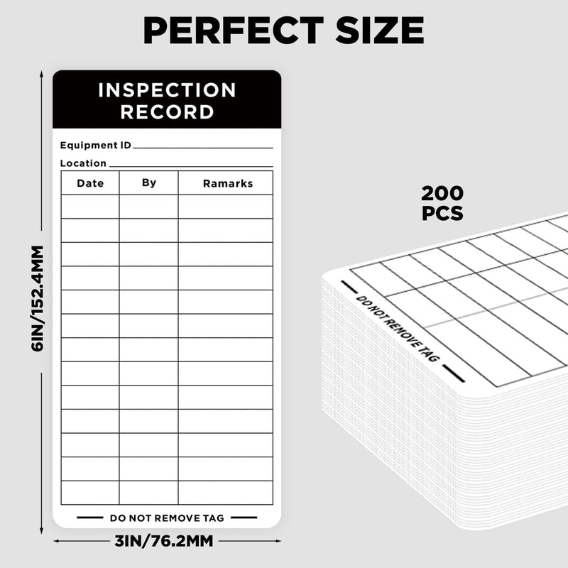 Adhesive Inspection Record Labels - 200 Pack Safety Inspection Stickers for Equipment Maintenance Quality Control & Accident Prevention Self Adhesive Stickers 5"x 3"