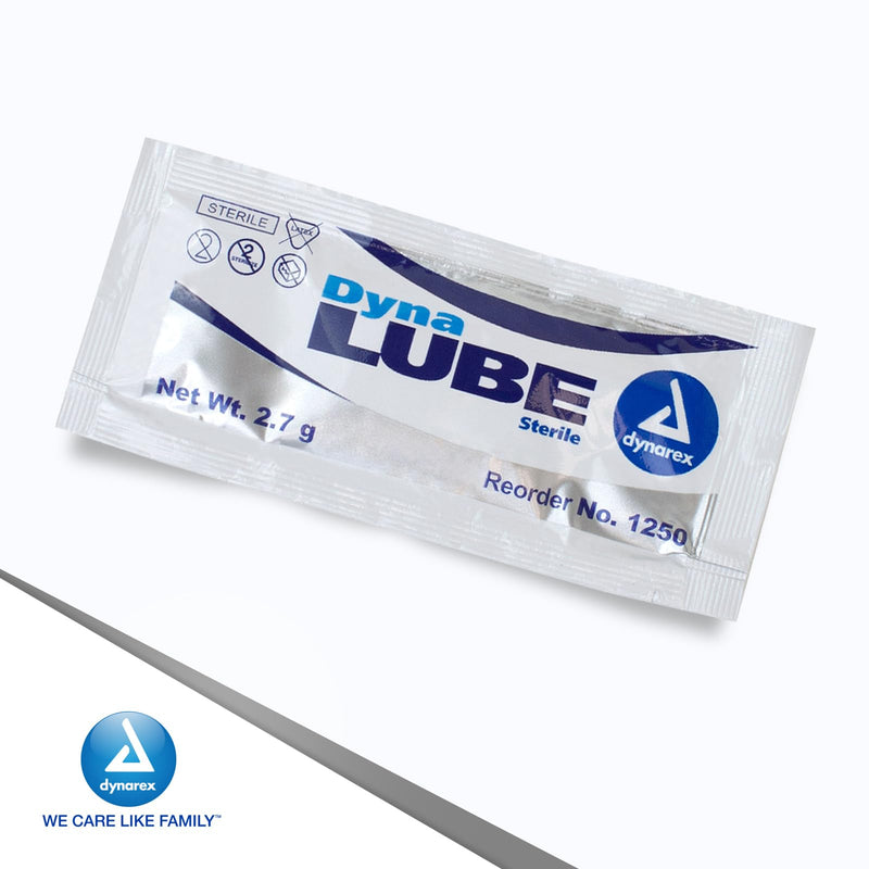 [Australia - AusPower] - Dynarex DynaLube Lubricating Jelly, Water Soluble and Sterile Lubricant Jelly, Used for Body Orifices, Hinged Instruments and Medical Devices, 1 Box of 144 DynaLube Packets, 2.7g 