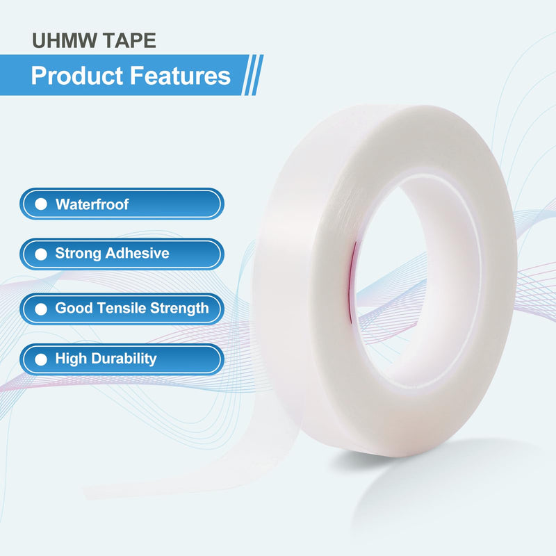 KitchenRaku UHMW (Ultra-high Molecular Weight) Polyethylene Tape, Low Friction Tape Noise Reduce & Surface Protect, Anti Squeak Tape for Wood, Drawers, Cabinets, Curtains (Translucent, 1" x 36Yds) Translucent